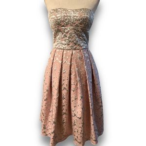 Chetta B Strapless dress Pink & metalic medium NWT